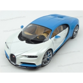 Bugatti Chiron 2016 (White/Blue) model 1:18 WELLY GT Autos WE-11010w-bl